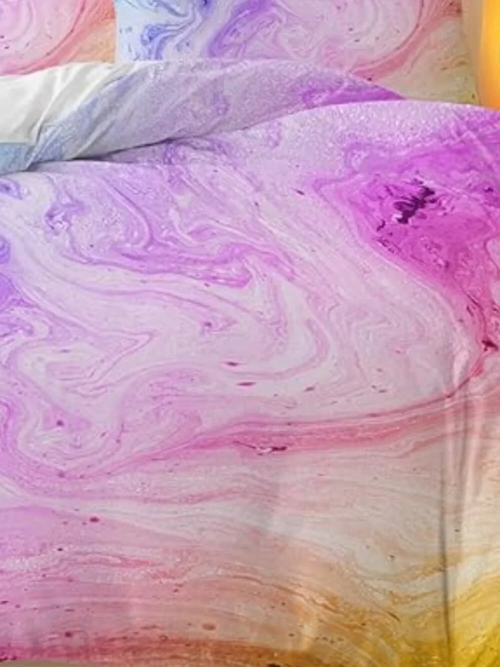 Duvet Cover Queen 84 x 84 Tie Dye Marble Watercolor Pink/Blue/Purple Microfiber